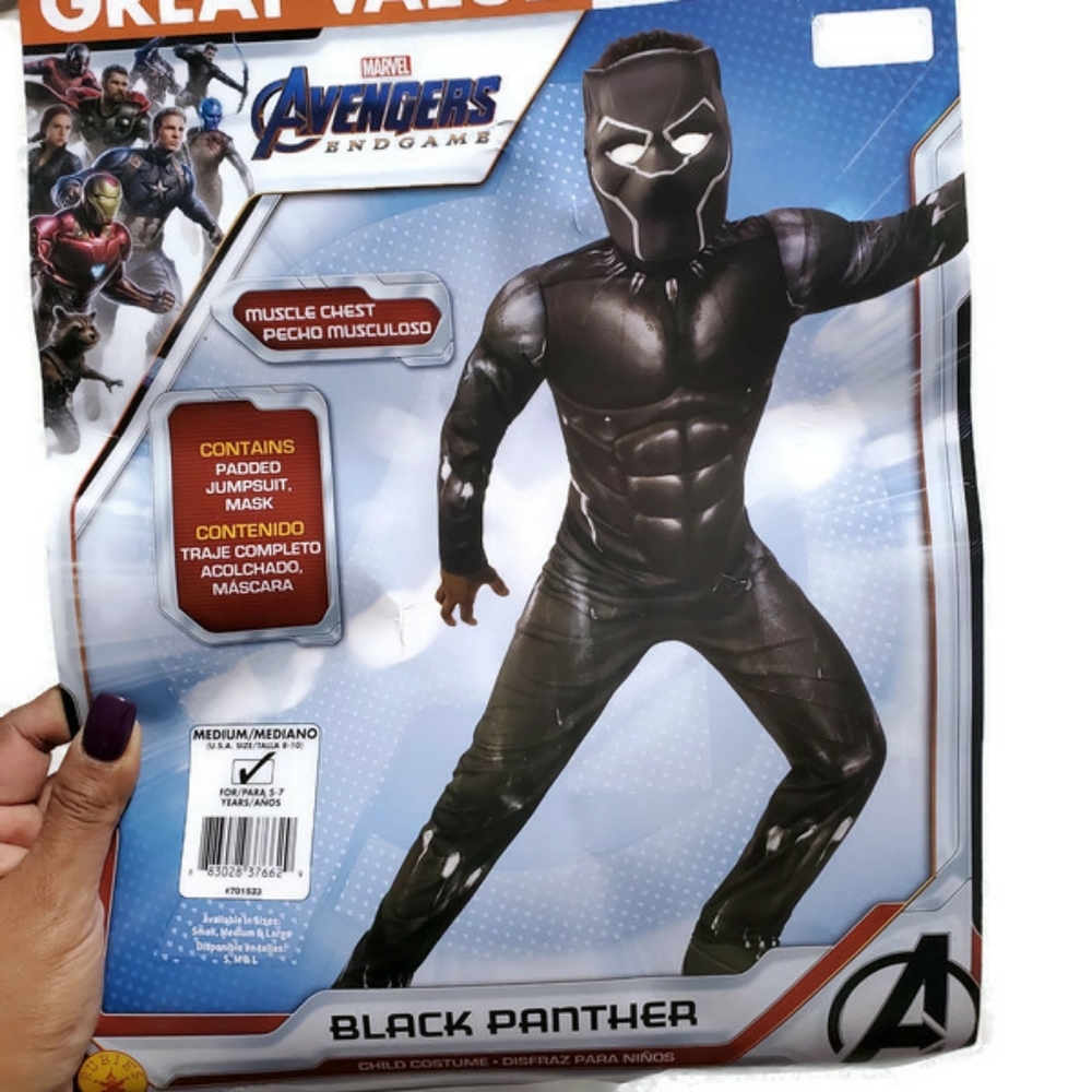 Black Panther Boys Halloween Costume With Mask Sz 4-6